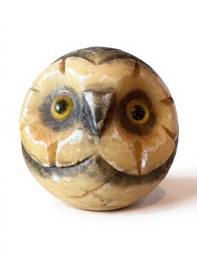 Vintage Italian Alabaster Hand Carved Owl - Small